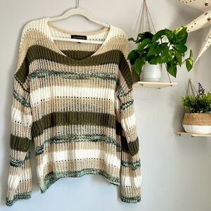 🩷LOVE AT FIRST FIND SIZE XL MULTI KNIT LONG SLEEVE STRIPED SWEATER TRENDING